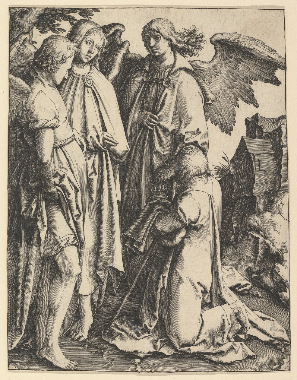 Abramo e tre angeli, ca. 1513 da Lucas van Leyden