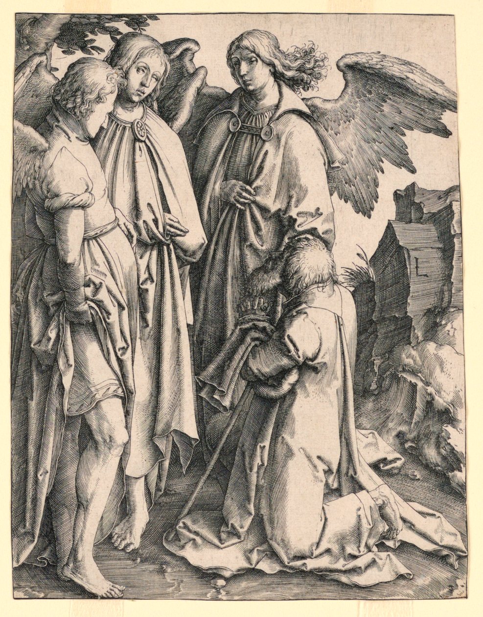 Abramo e i tre angeli da Lucas van Leyden