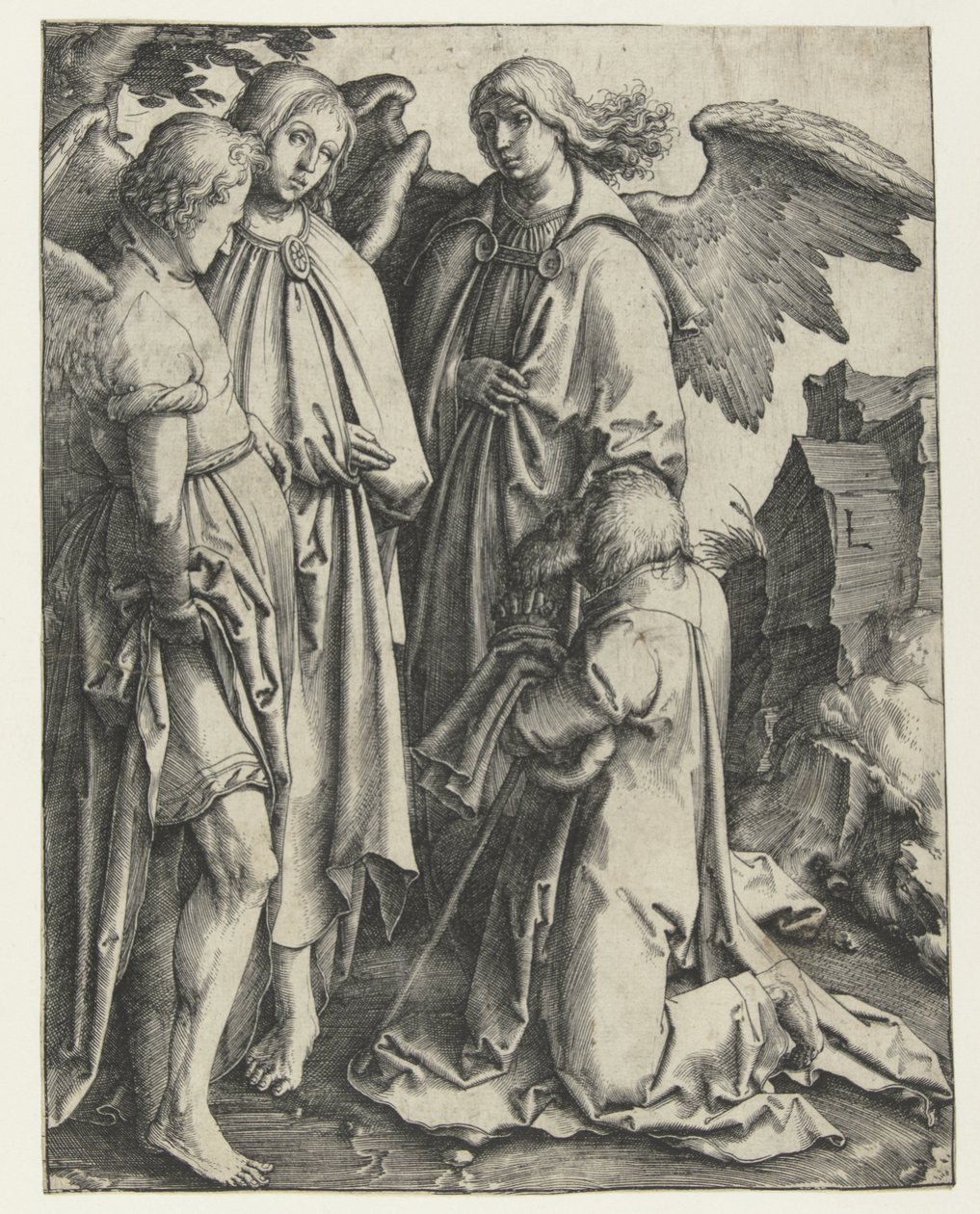 Abramo e i tre angeli da Lucas van Leyden