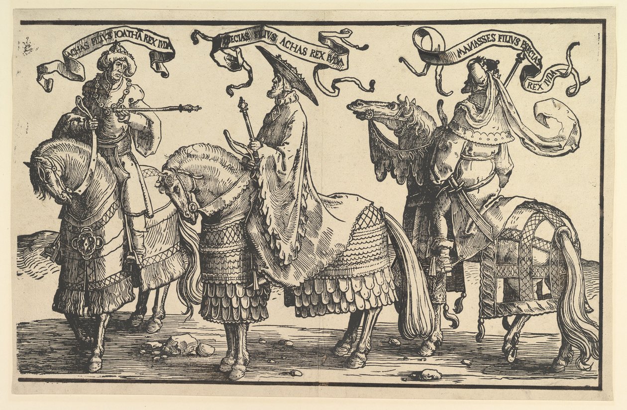 Acaz, Ezechia, Manasse, da I dodici re di Israele da Lucas van Leyden