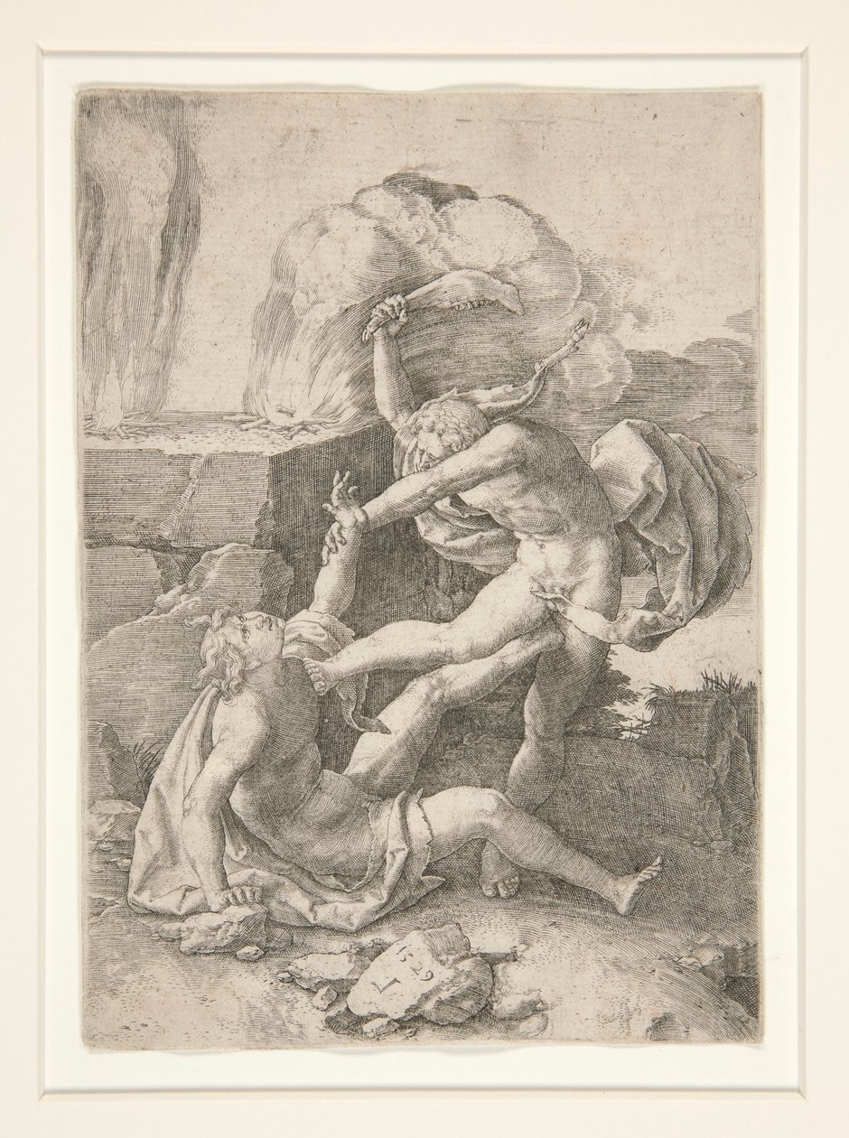 Caino che uccide Abele, dalla Storia di Adamo ed Eva da Lucas van Leyden