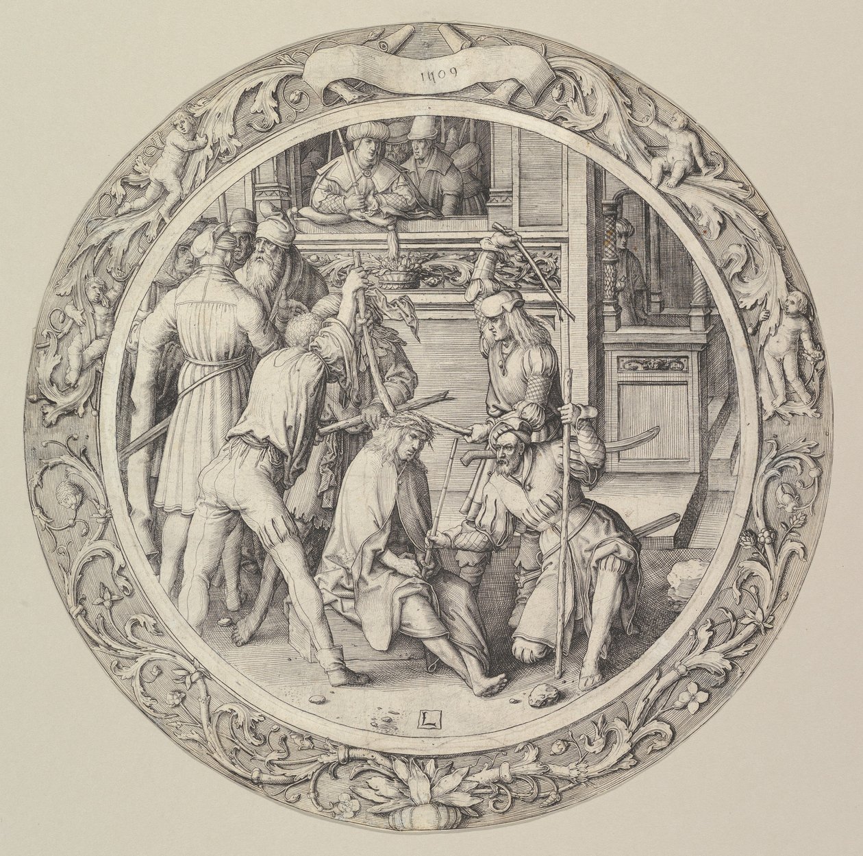 Cristo incoronato di spine, dalla Passione Circolare da Lucas van Leyden