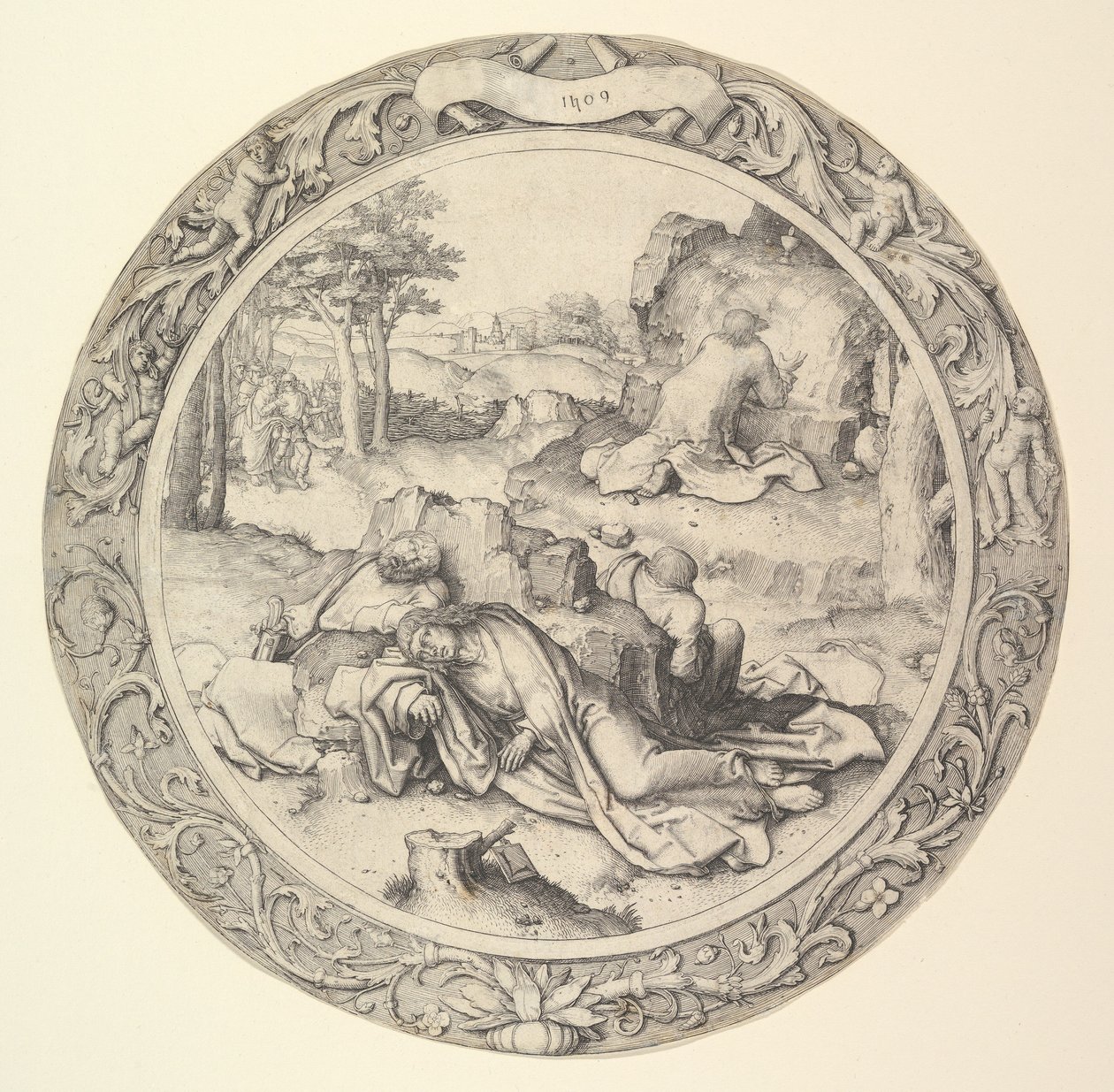 Cristo sul Monte degli Ulivi, dalla Passione Circolare, 1509 da Lucas van Leyden