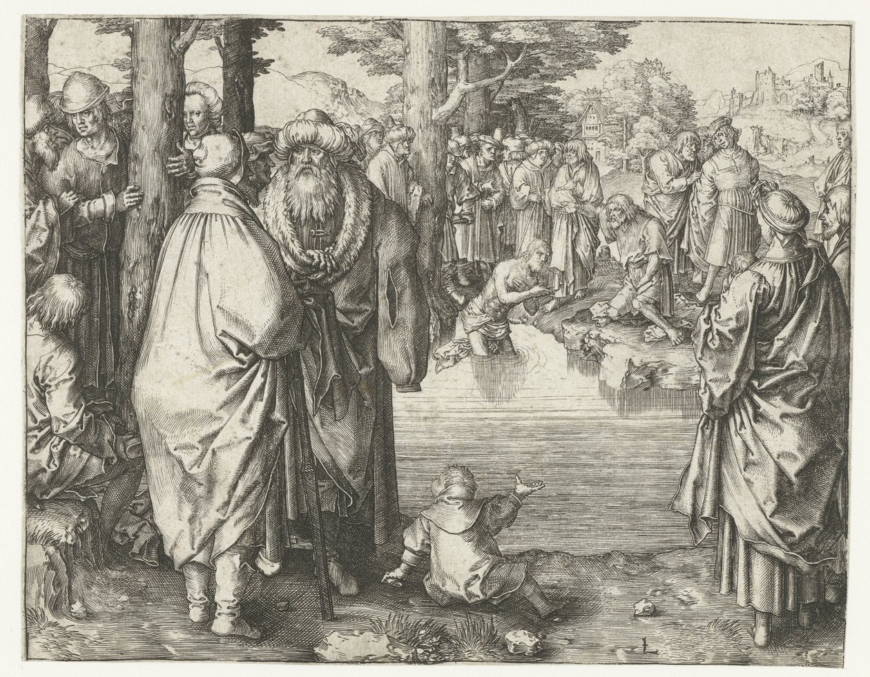 Battesimo di Cristo nel Giordano da Lucas van Leyden