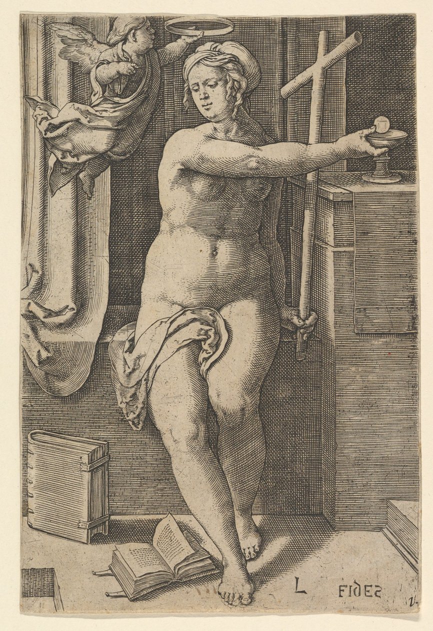 Fede Fides, dalla serie Le Sette Virtù, 1530 da Lucas van Leyden