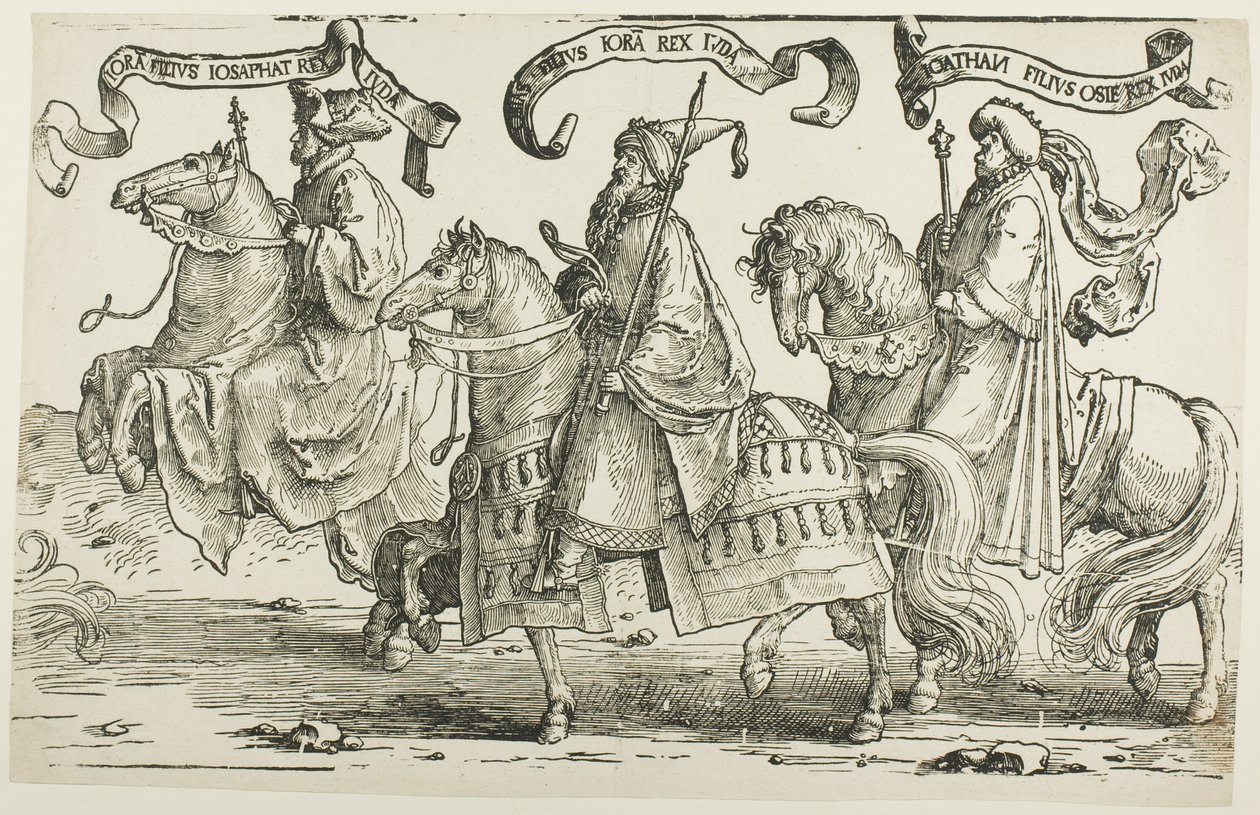 Jehoram, Uzziah, Jotham, tavola tre, da I Dodici Re di Israele da Lucas van Leyden
