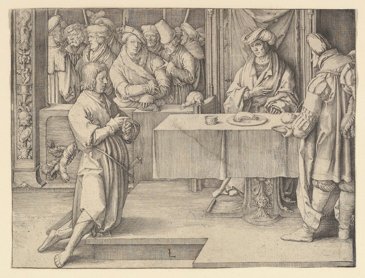 Giuseppe interpreta i sogni del Faraone da Lucas van Leyden