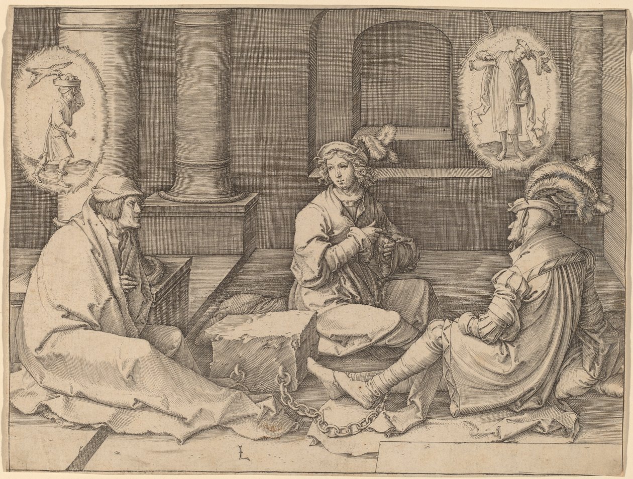Giuseppe interpreta i sogni in prigione da Lucas van Leyden