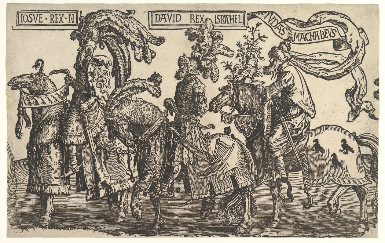 Giosuè, Davide e Giuda Maccabeo, da I Nove Eroi da Lucas van Leyden