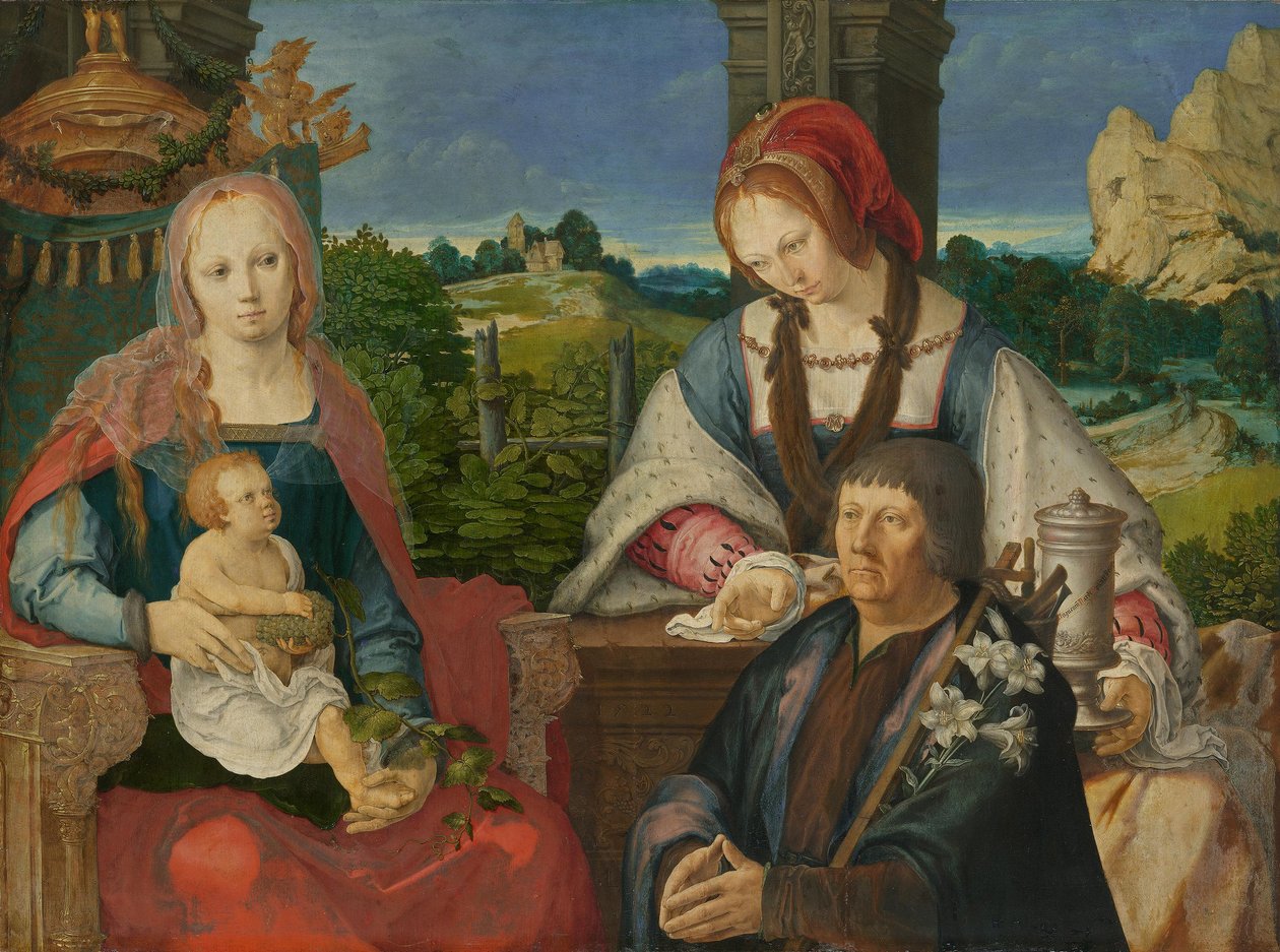 Maria col Bambino, santa Maria Maddalena e donatore (pannello esterno separato, n. inv. 7713) da Lucas van Leyden