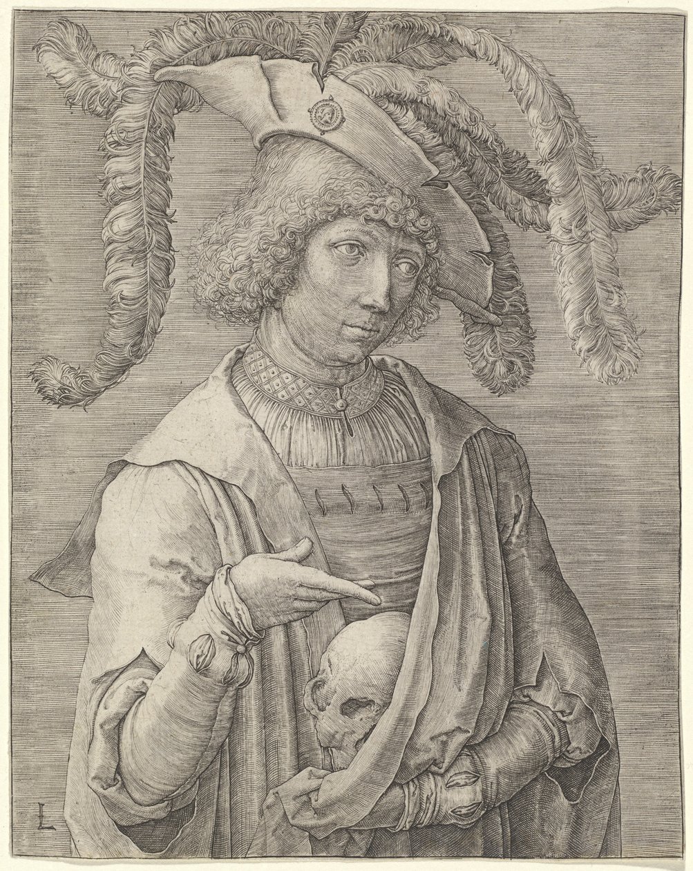 Ritratto di un giovane con un teschio da Lucas van Leyden