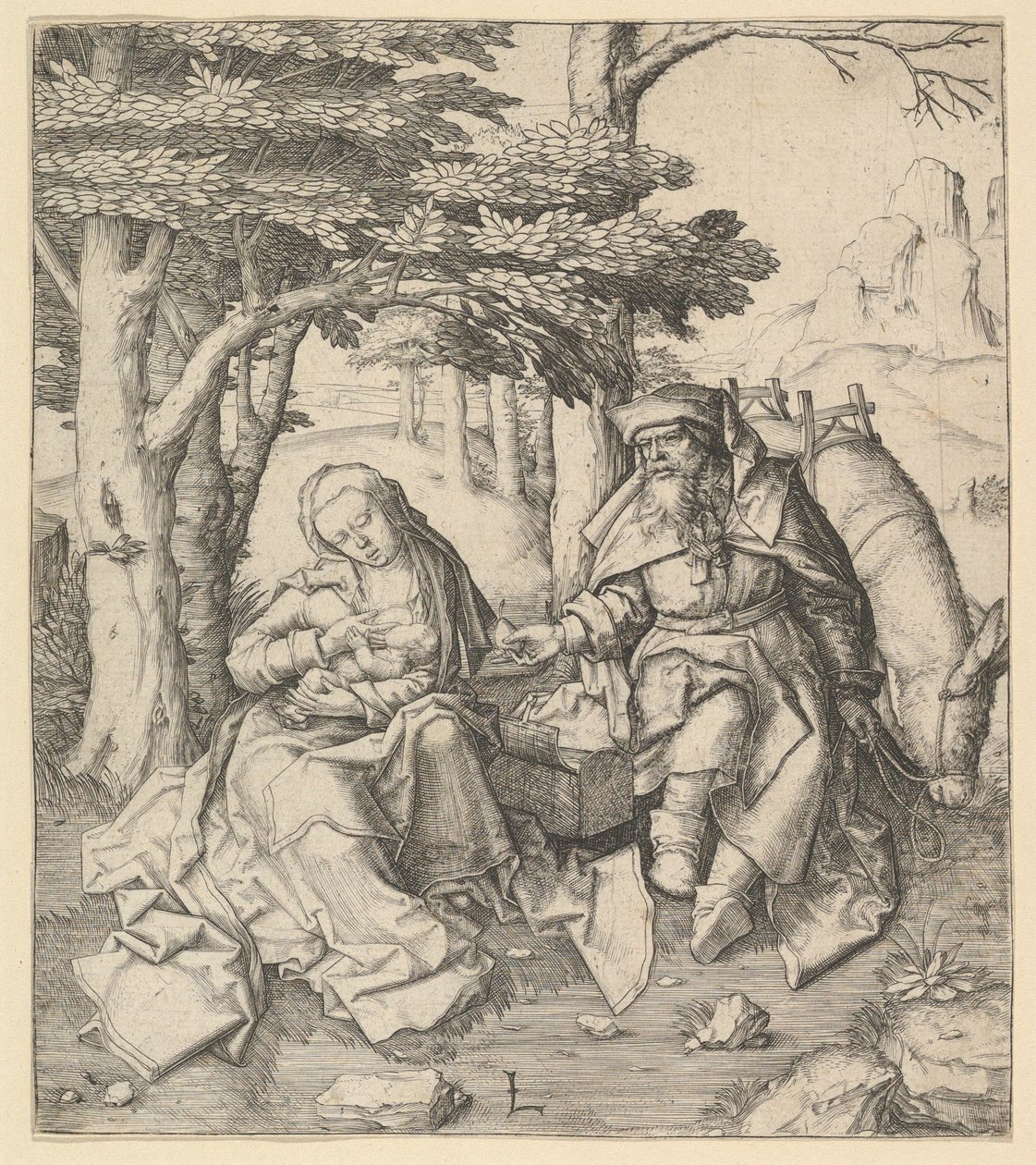 Riposo durante la fuga in Egitto, ca. 1506 da Lucas van Leyden