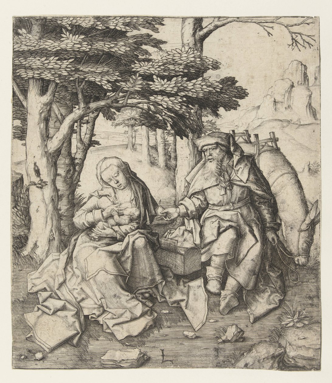 Riposo durante la fuga in Egitto da Lucas van Leyden