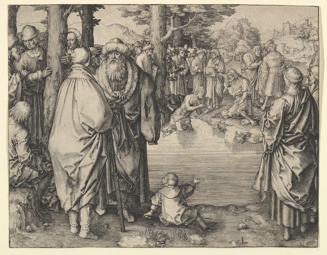 Il battesimo di Cristo nel fiume Giordano da Lucas van Leyden