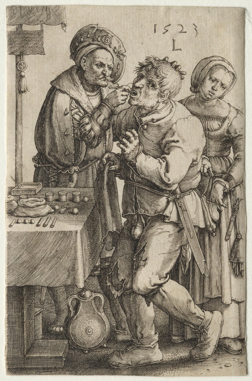 Il dentista, 1523 da Lucas van Leyden