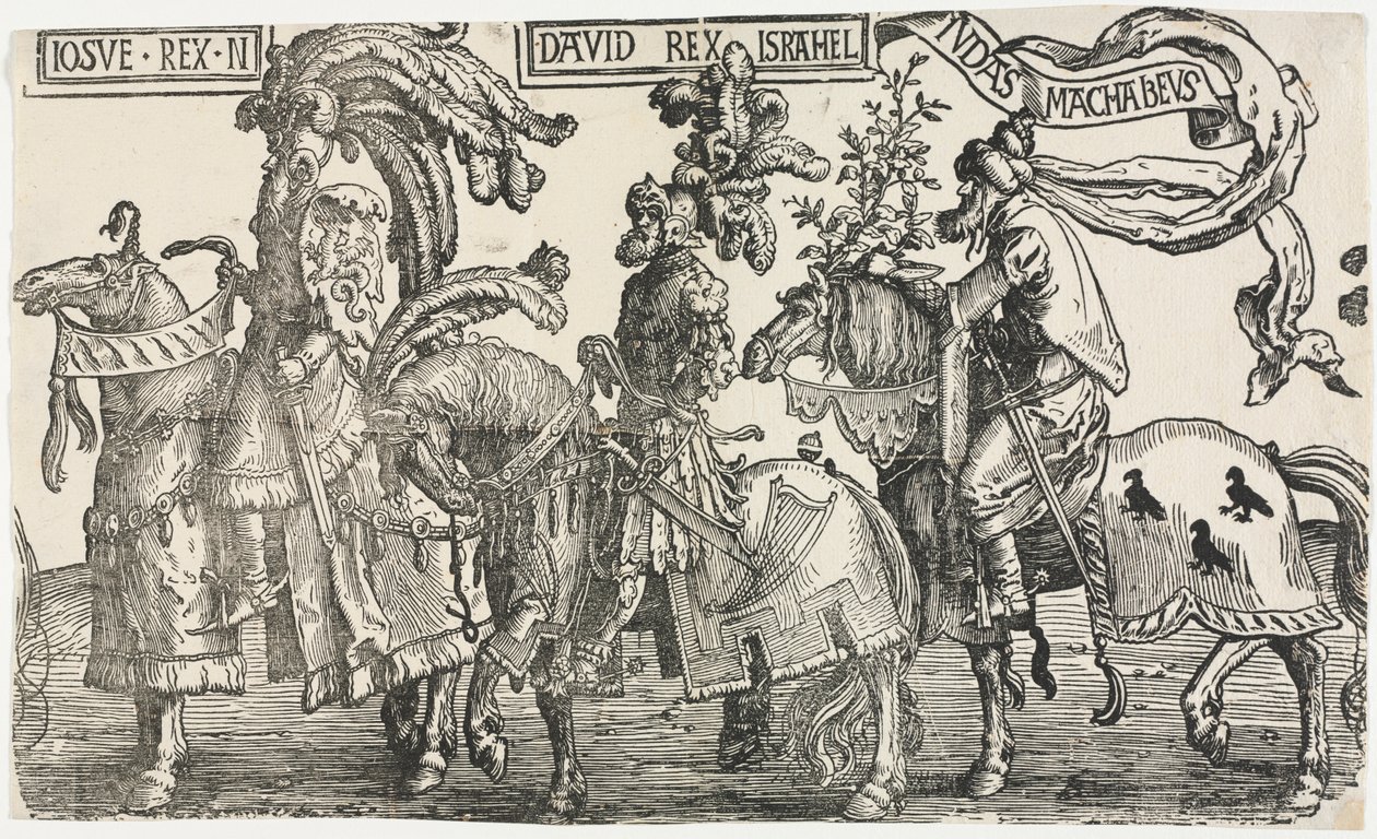 I Nove Eroi: Giosuè, Davide, Giuda Maccabeo, 1515-1517 da Lucas van Leyden