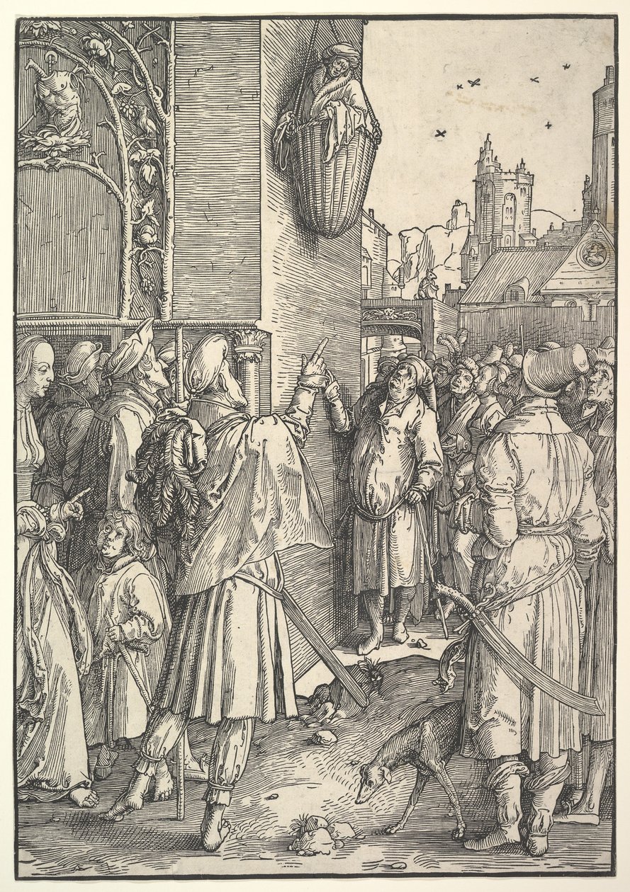 Il poeta Virgilio in un cesto, 1512 da Lucas van Leyden