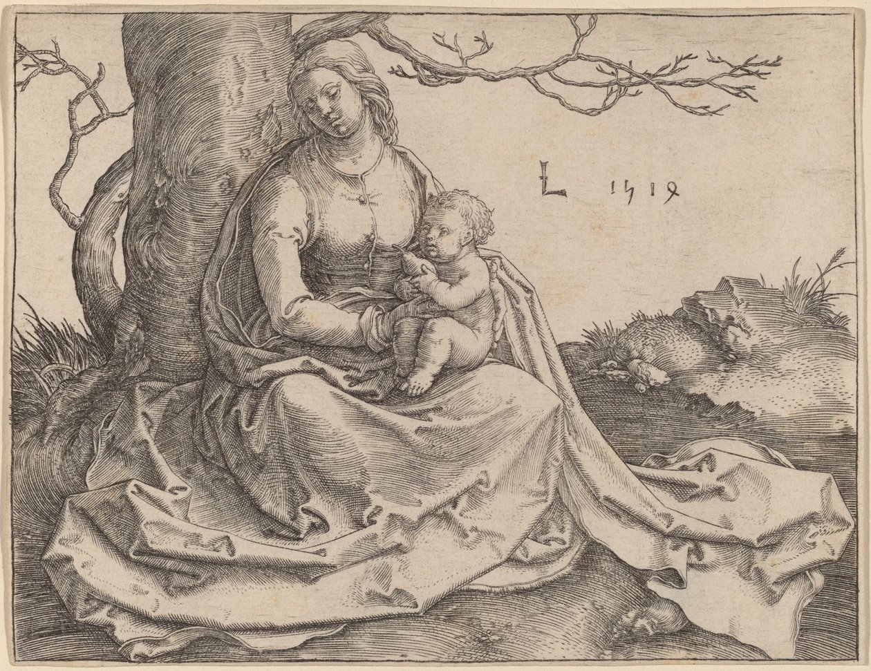 La Vergine seduta sotto un albero da Lucas van Leyden