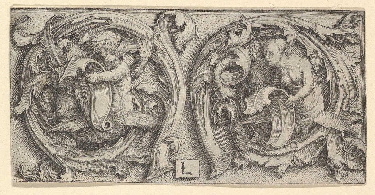 Tritone e Sirena tra i Viticci da Lucas van Leyden