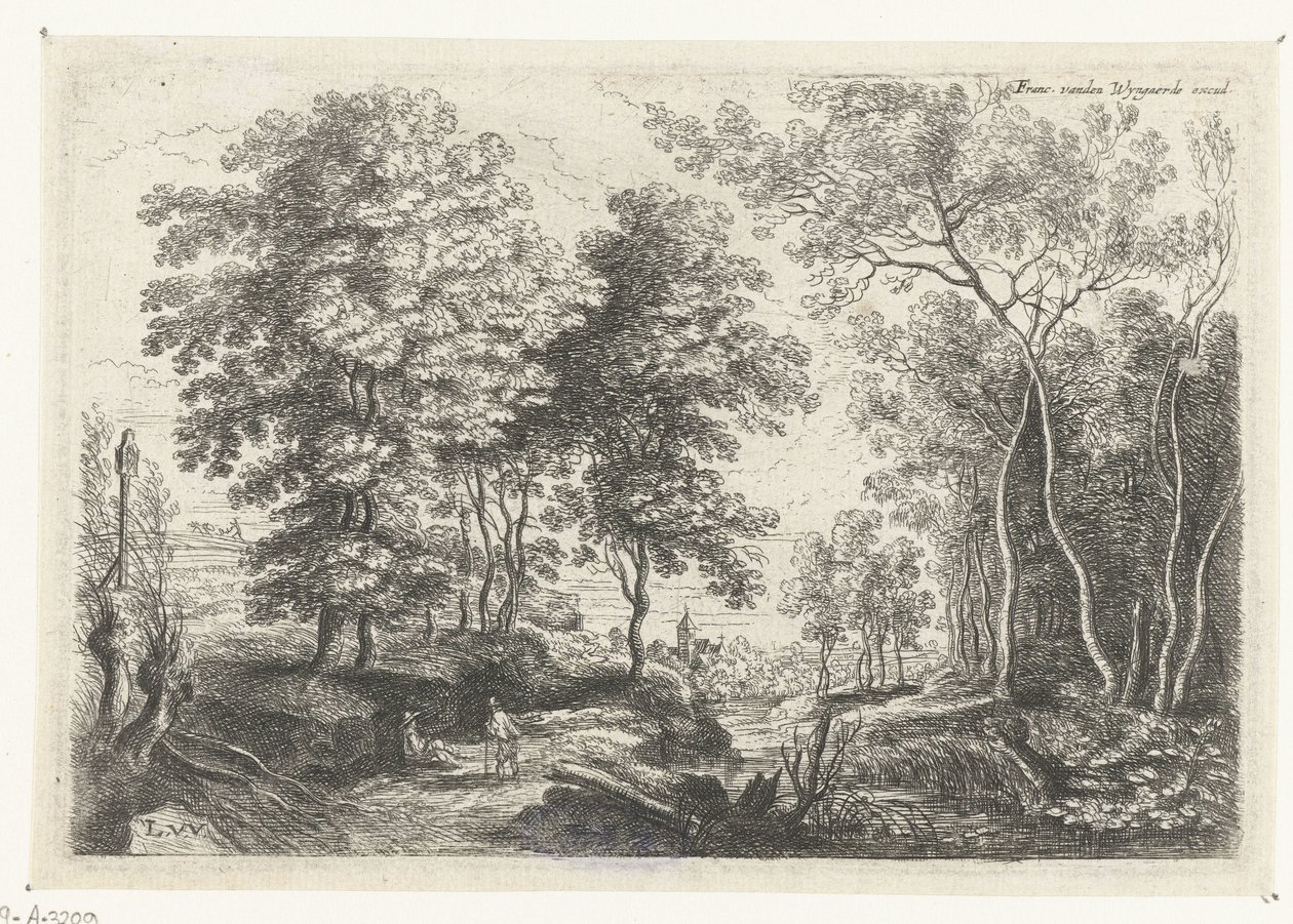 Paesaggio con un ruscello attraverso un bosco da Lucas van Uden