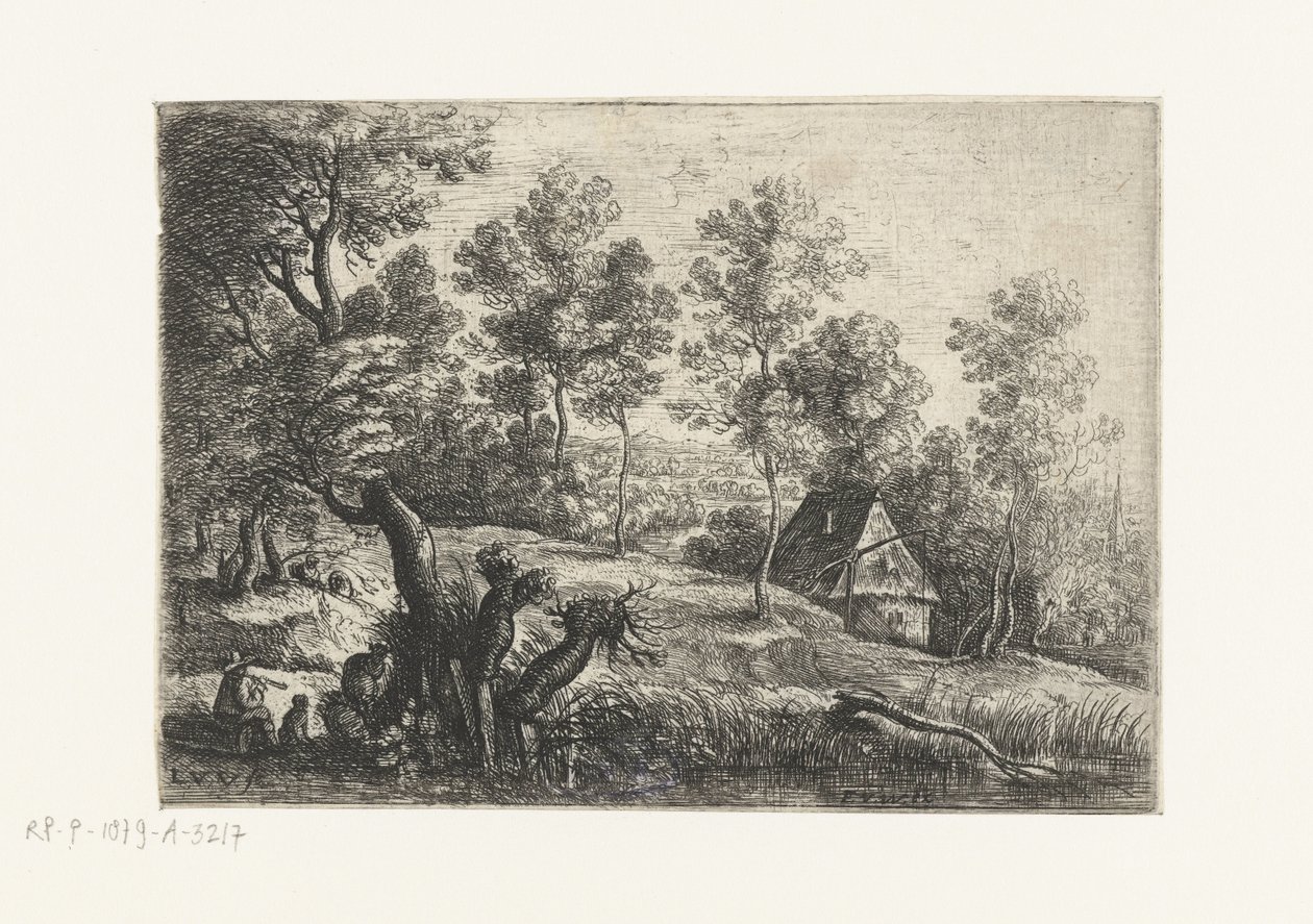 Paesaggio con una casa e un pozzo, Cinque paesaggi (titolo della serie) da Lucas van Uden