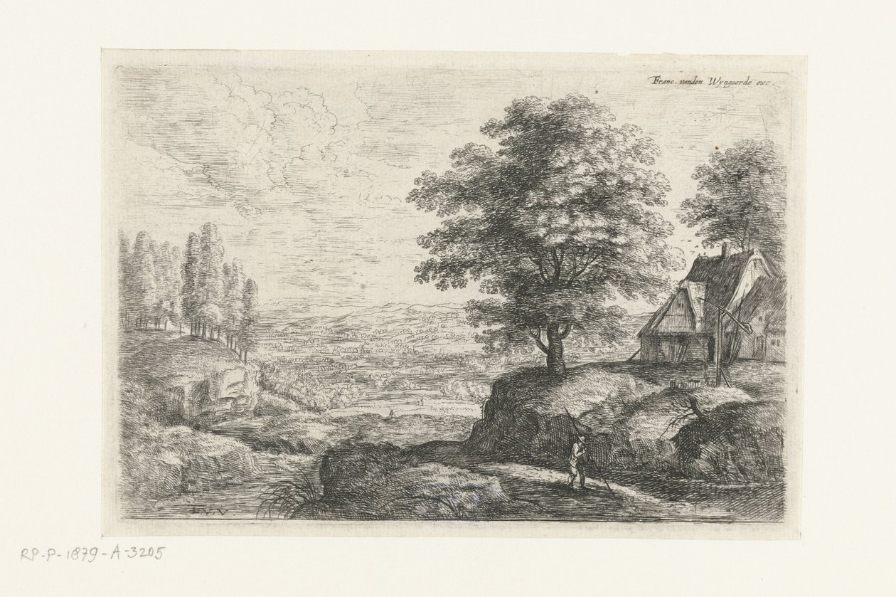 Paesaggio con un uomo con un bastone (Sei paesaggi) da Lucas van Uden