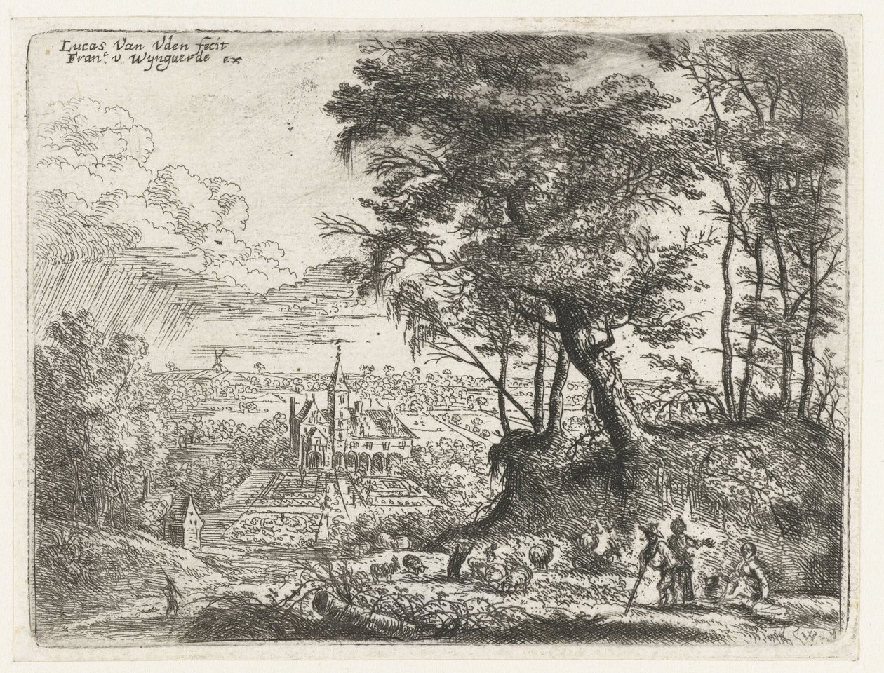 Paesaggio con in lontananza una villa da Lucas van Uden