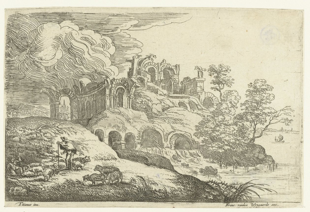 Rovine presso un lago da Lucas van Uden
