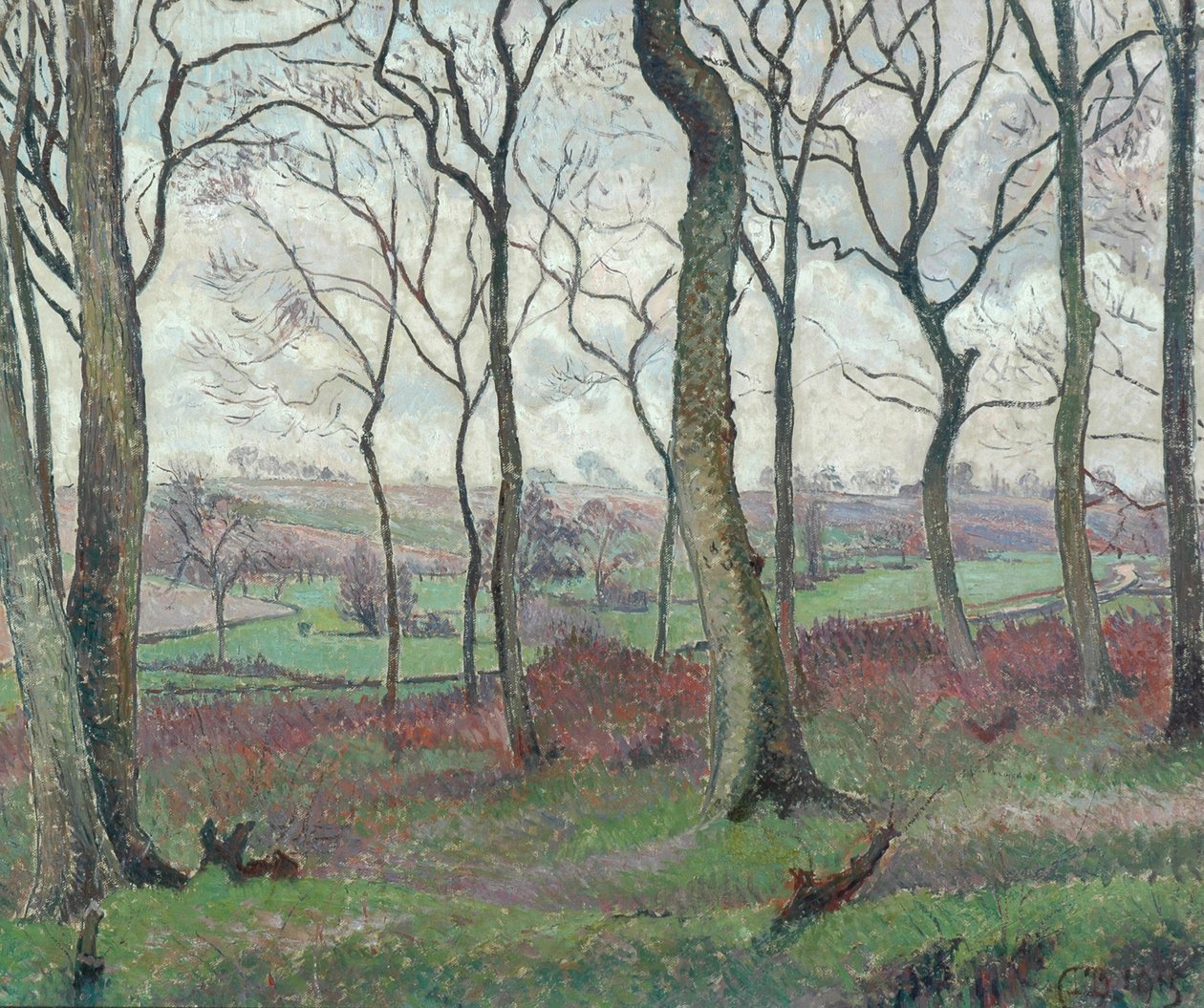 La strada di Dunmow da Tilty Wood, 1915 da Lucien Pissarro