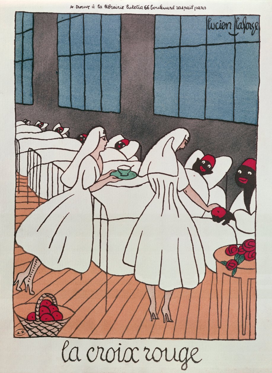 Infermieri della Croce Rossa che assistono i soldati feriti durante la Prima Guerra Mondiale, c.1915 da Lucien Laforge