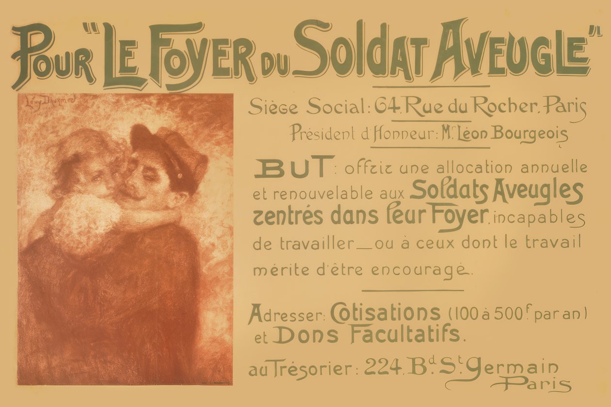 Un soldato cieco che tiene in braccio una bambina da Lucien Levy-Dhurmer
