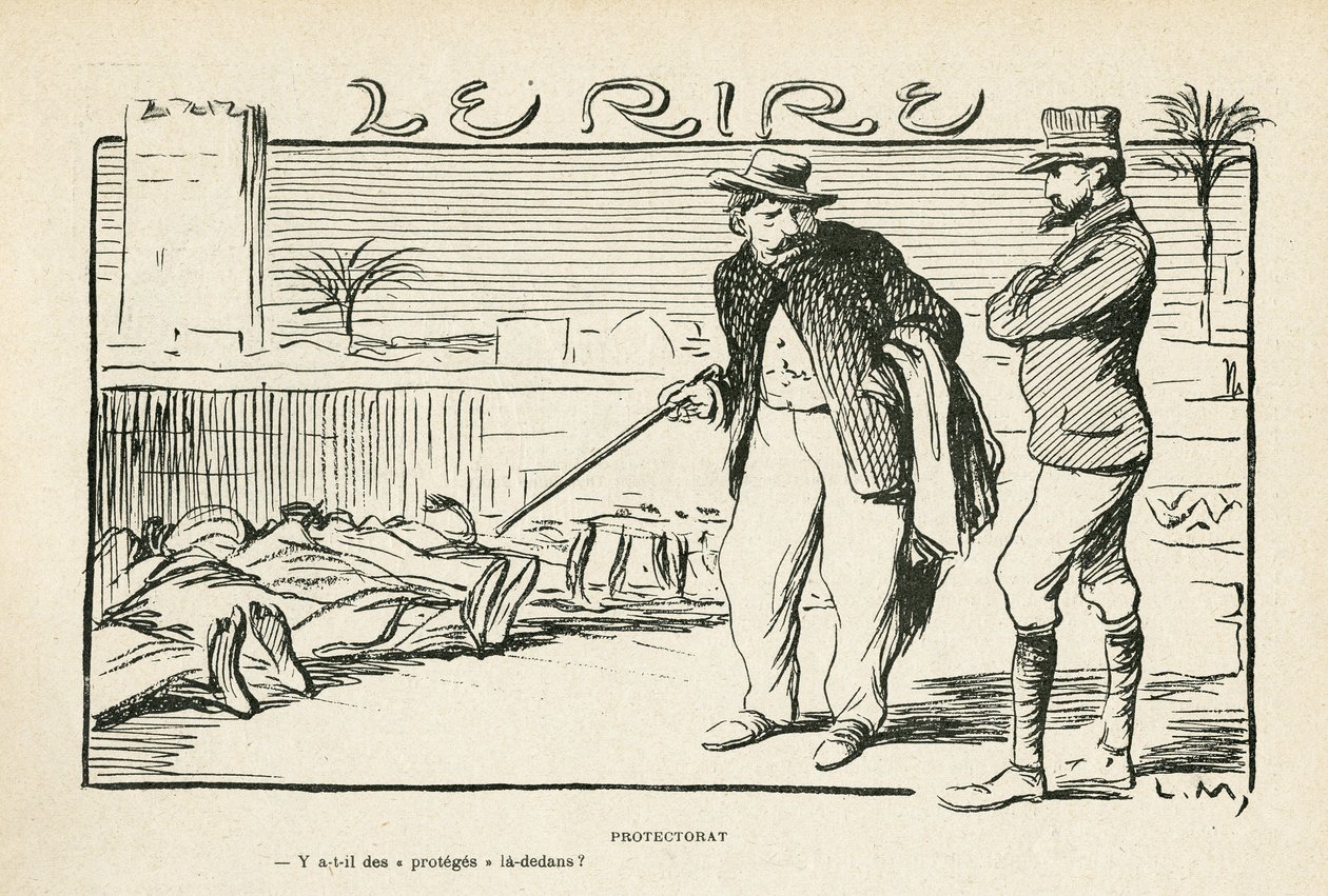 Illustrazione in Le Rire, 04/05/12 - Protectorat colonisation (incisione) da Lucien Metivet