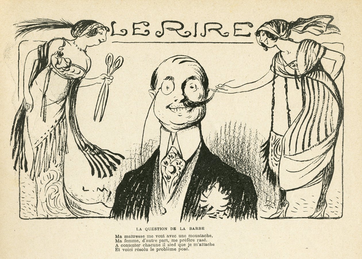 Illustrazione in Le Rire, 23/03/12 - La questione della barba da Lucien Metivet