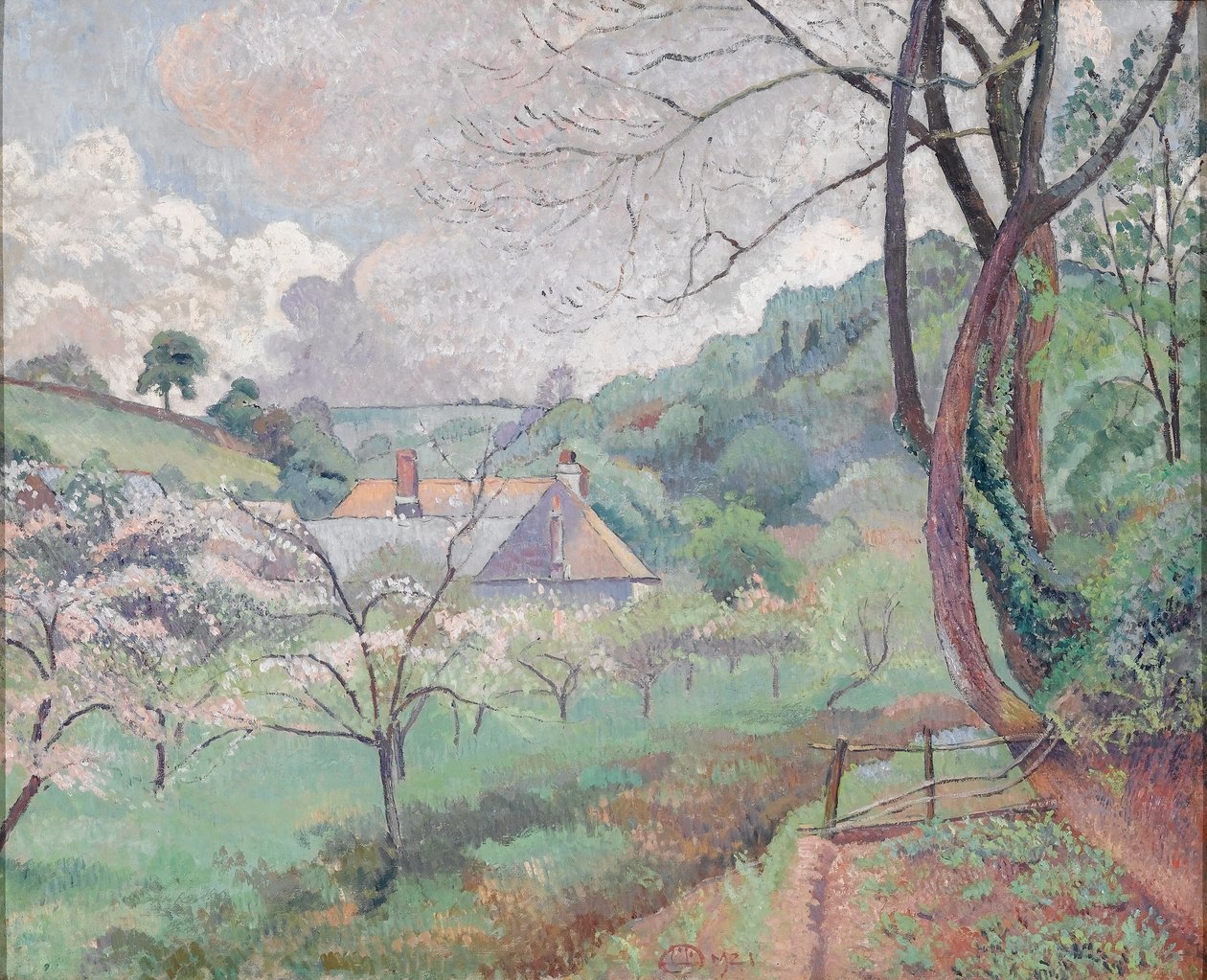 Fiori di melo, fattoria Riversbridge, Blackpool da Lucien Pissarro