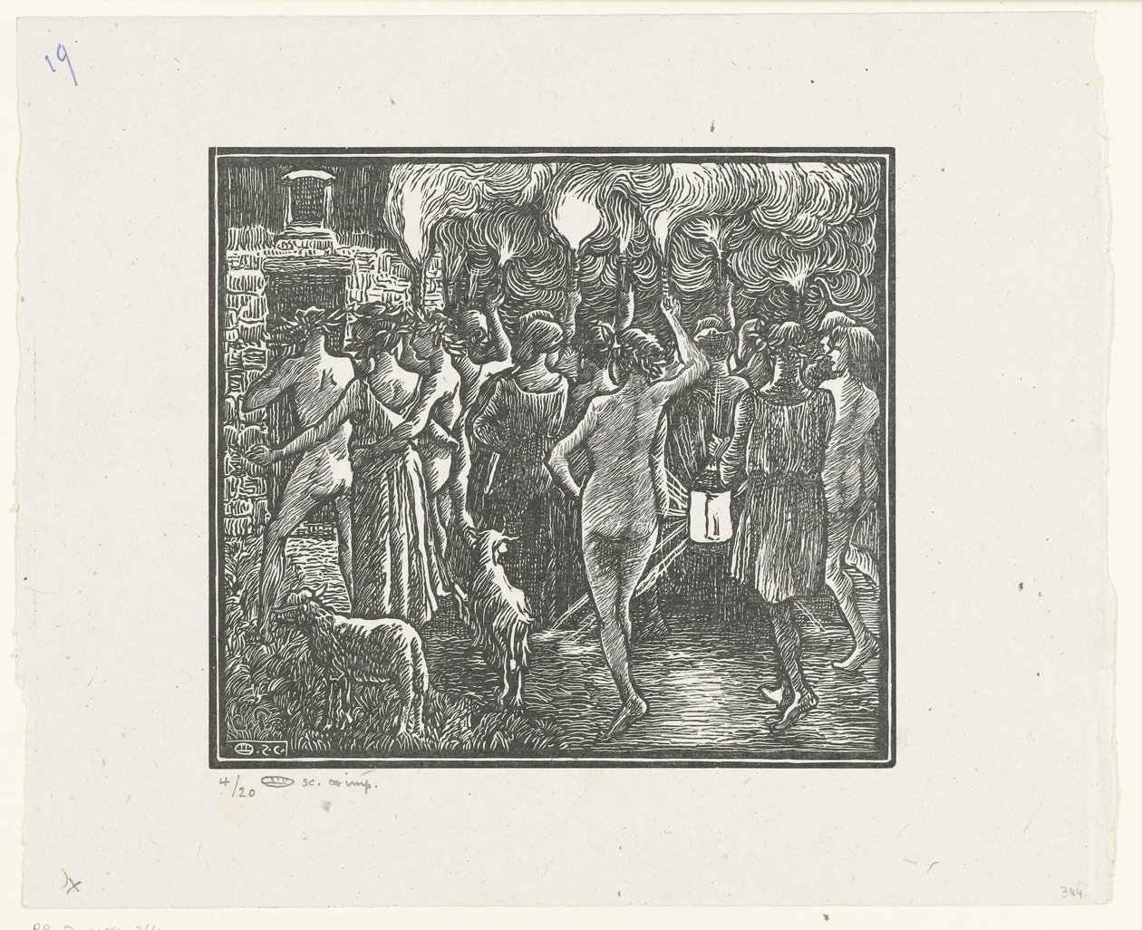 La processione con le torce da Lucien Pissarro