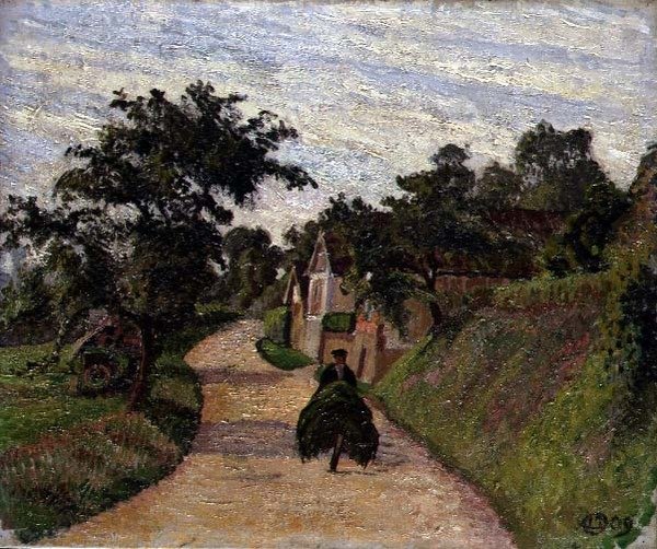 Eragny, la strada da Gisars a Bazincourt da Lucien Pissarro