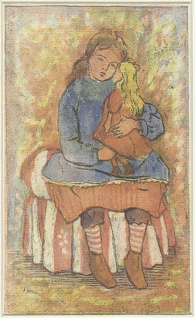 Ragazza con bambola da Lucien Pissarro