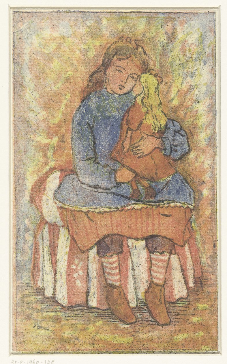 Ragazza con bambola da Lucien Pissarro