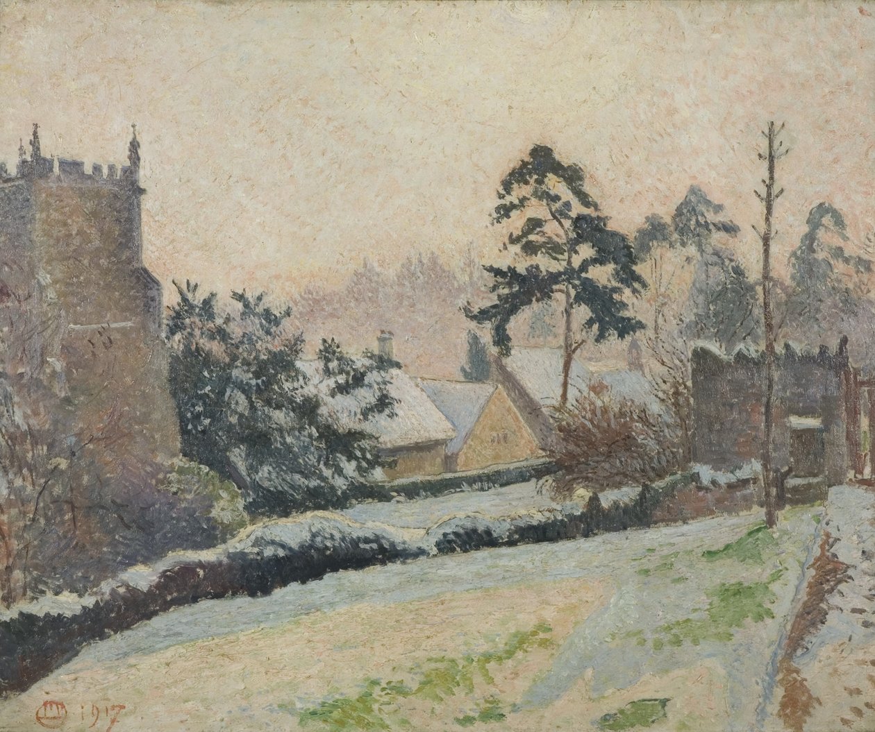 Scena di Neve a East Knoyle, Wiltshire, Inghilterra da Lucien Pissarro