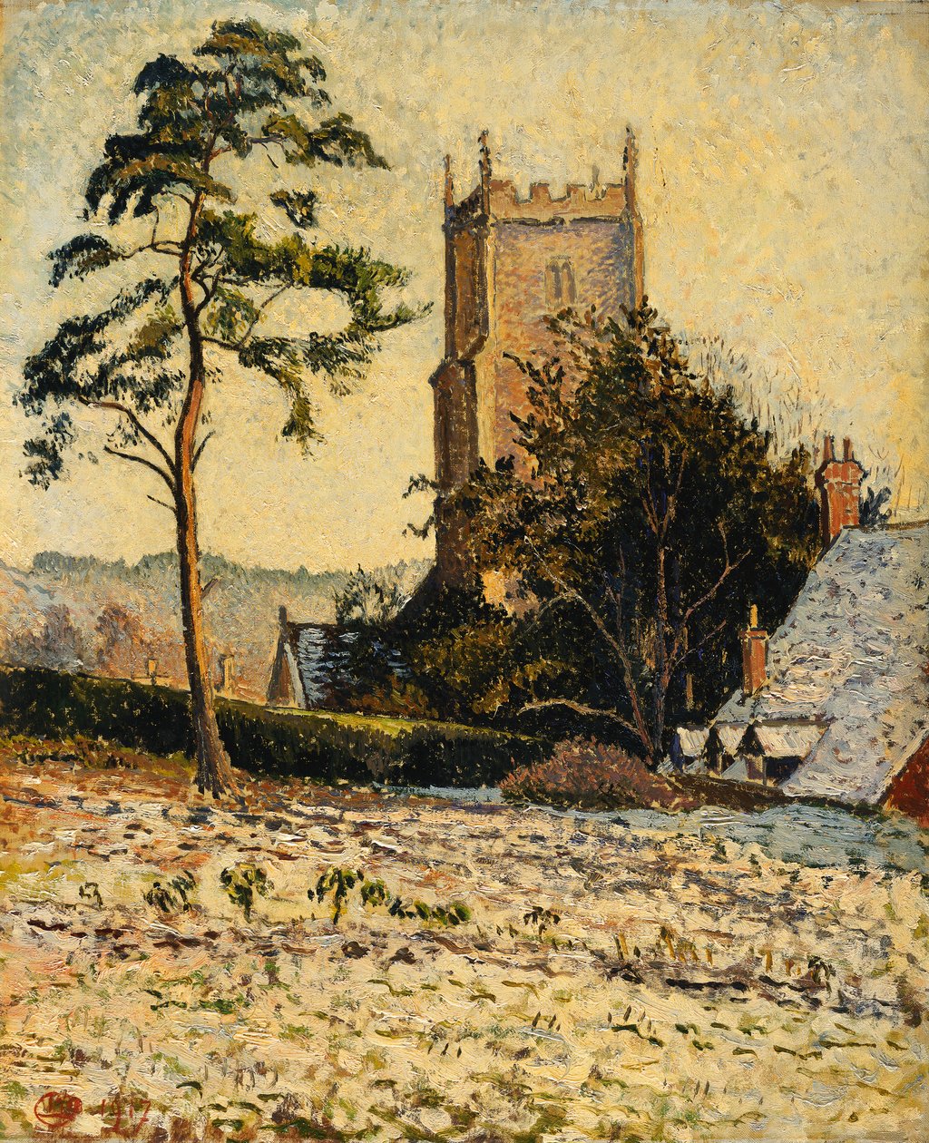 La chiesa a East Knoyle, disgelo da Lucien Pissarro