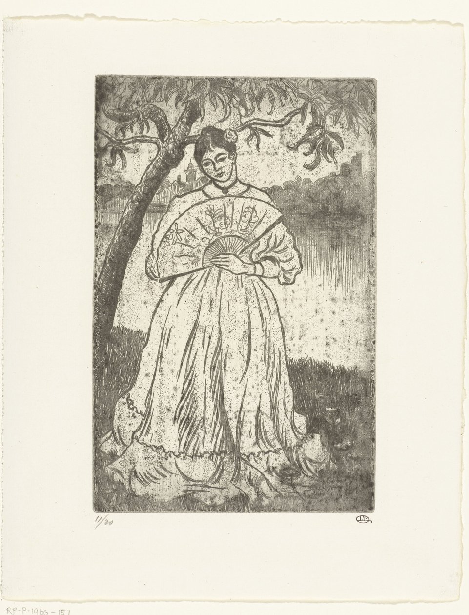 Donna con ventaglio da Lucien Pissarro