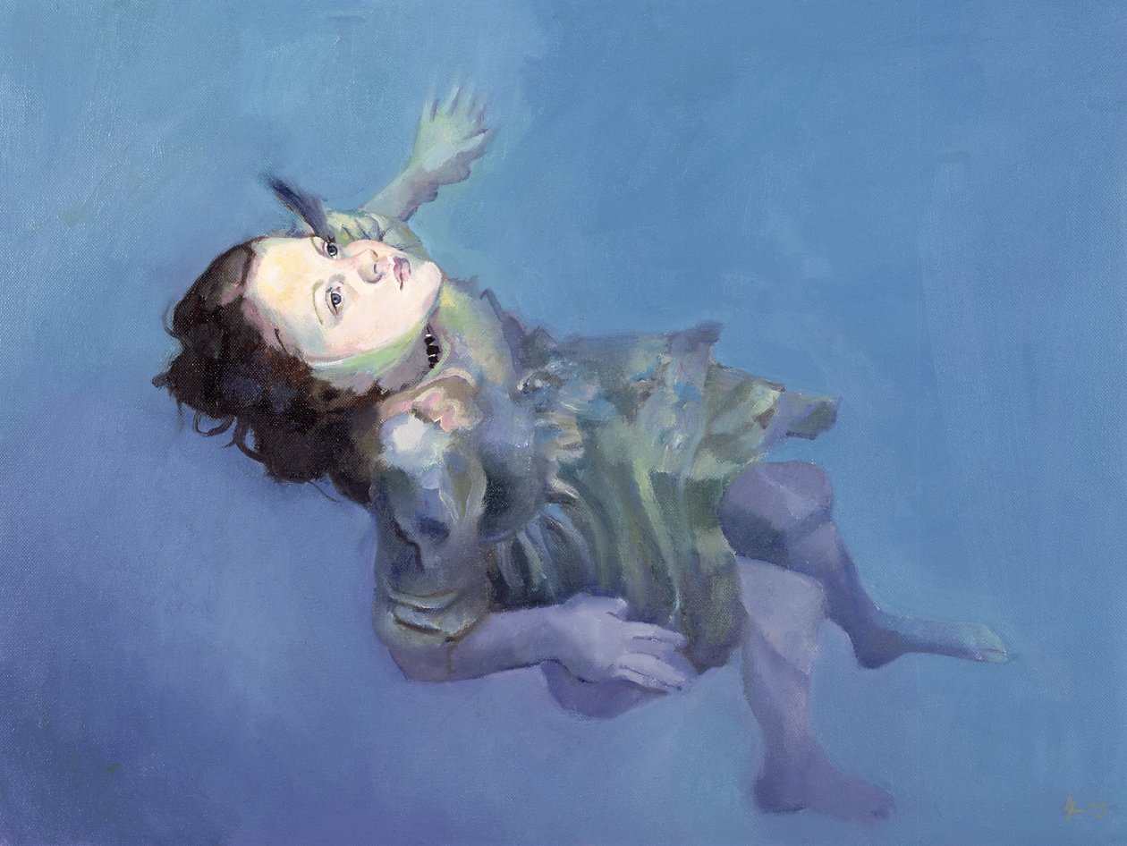 Ragazza che galleggia, 2004 (olio su tela) da Lucinda Arundell