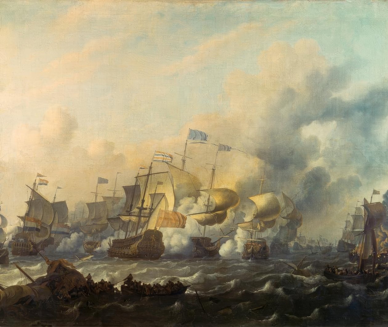 Una battaglia navale tra olandesi e inglesi da Ludolf Backhuysen