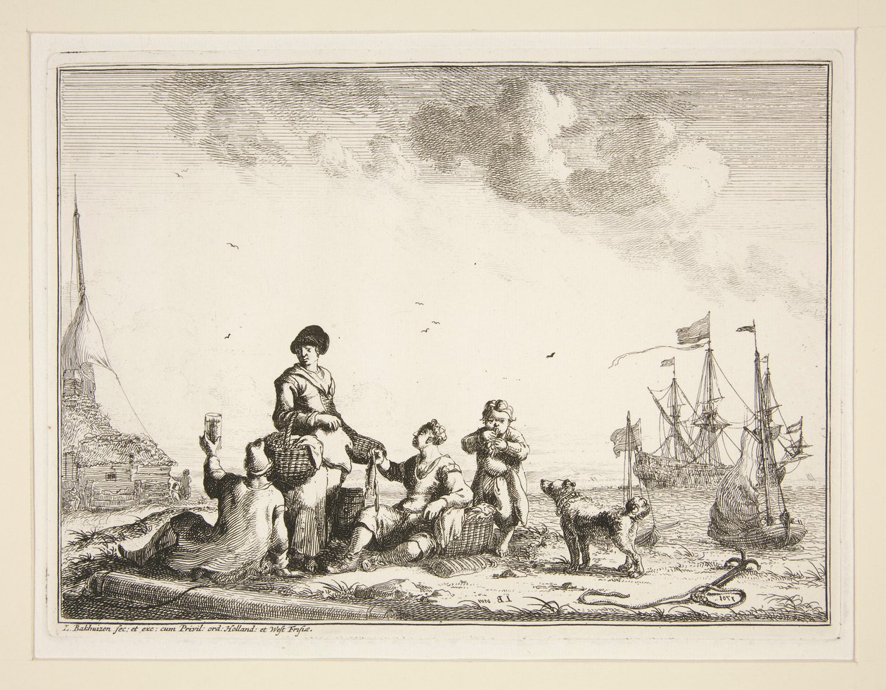 Porto con Marinai e un Venditore di Pesce da Ludolf Backhuysen