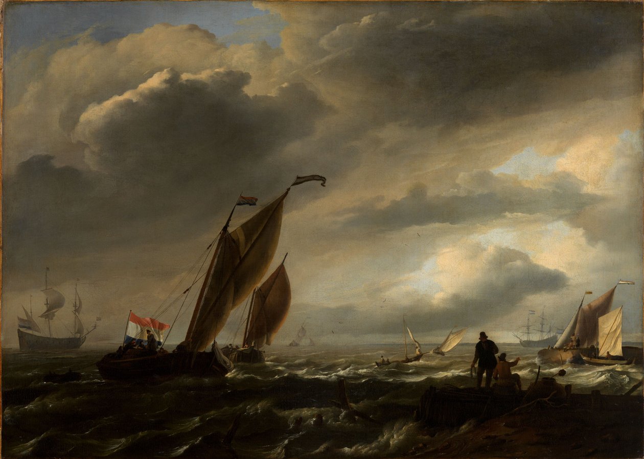 Mare leggermente mosso con navi da Ludolf Backhuysen