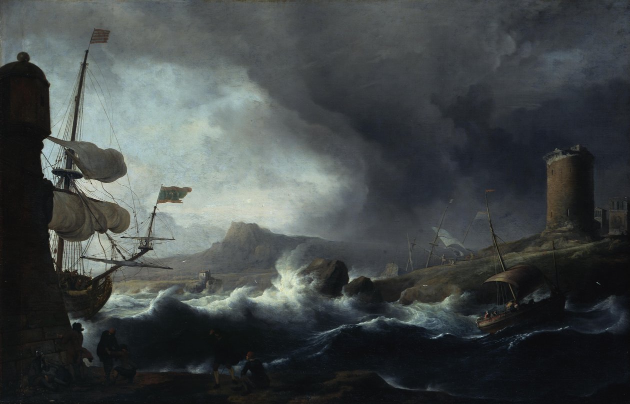 Mare tempestoso presso una costa montuosa da Ludolf Backhuysen