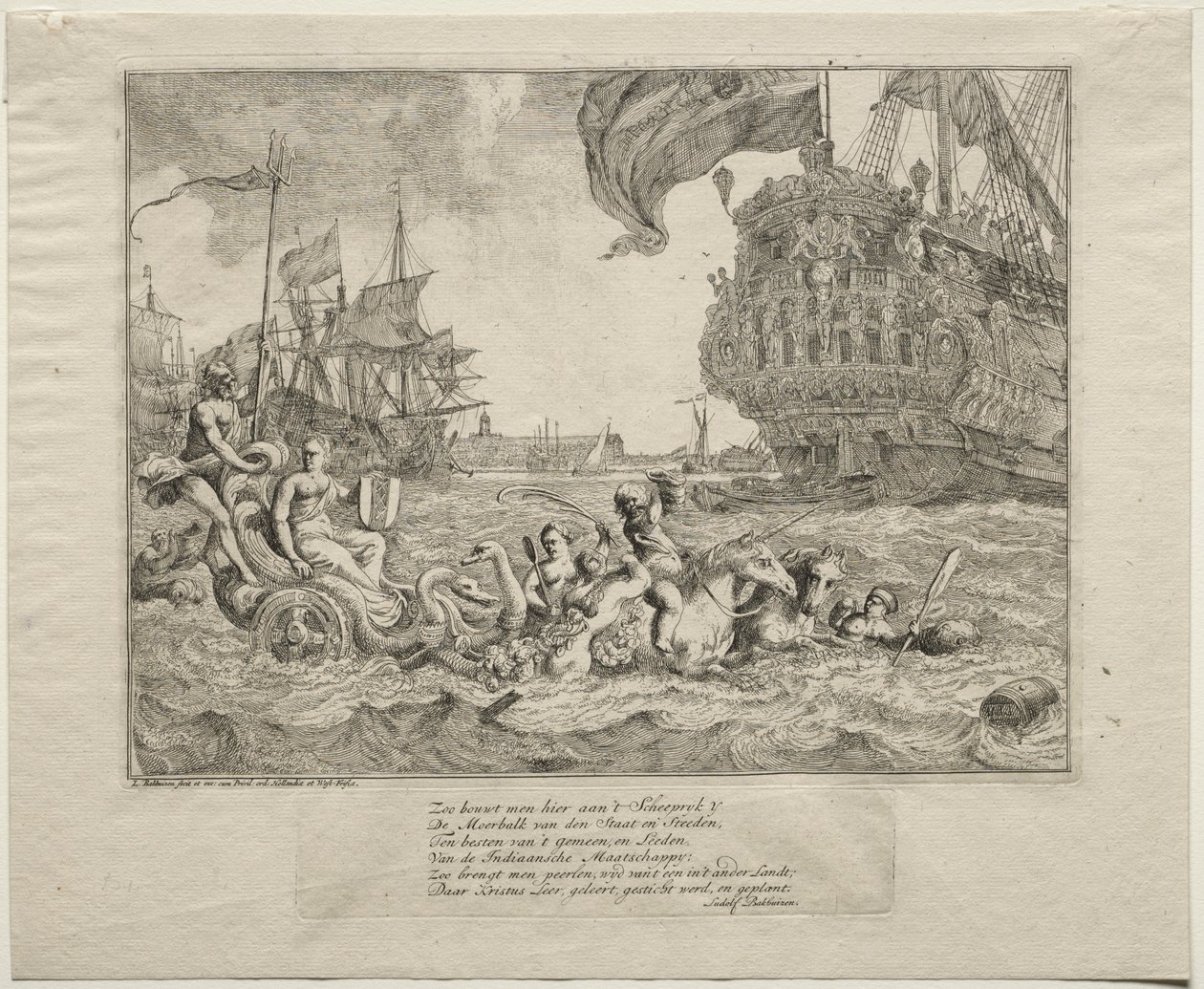 La personificazione di Amsterdam che cavalca il carro di Nettuno, 1701 da Ludolf Backhuysen