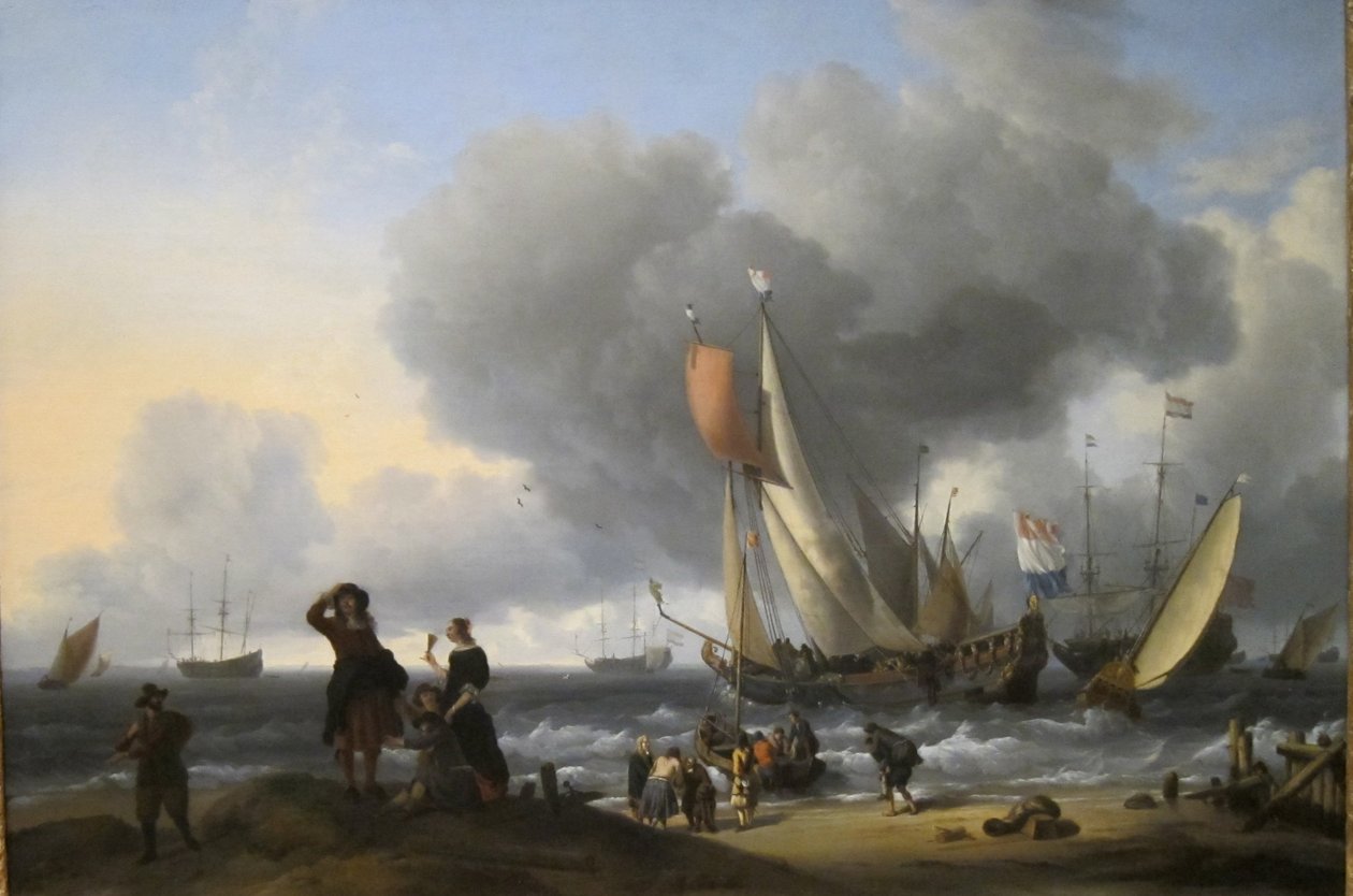 Olandesi che si imbarcano su uno yacht da Ludolf Bakhuizen