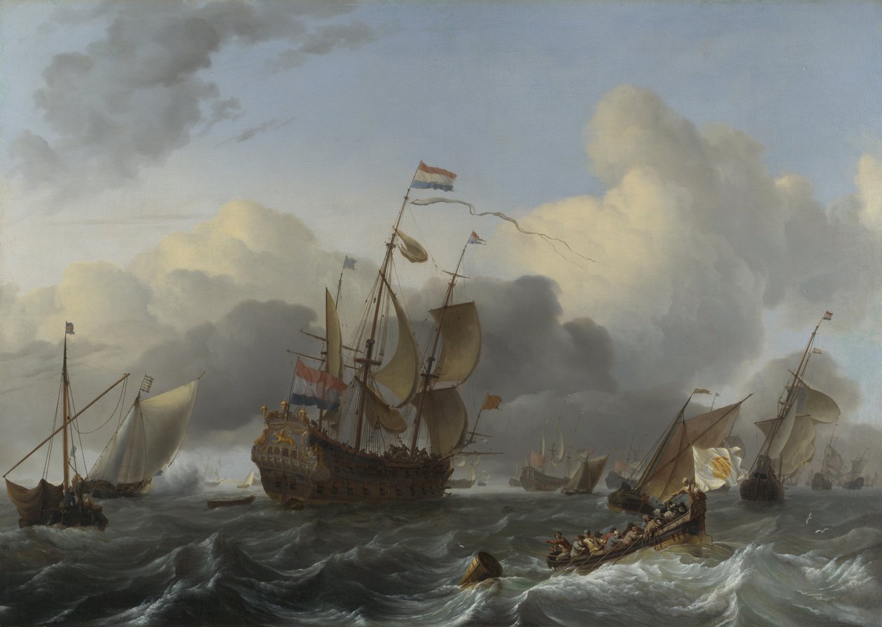 Ammiraglia Eendracht e una flotta di navi da guerra olandesi da Ludolf Bakhuizen