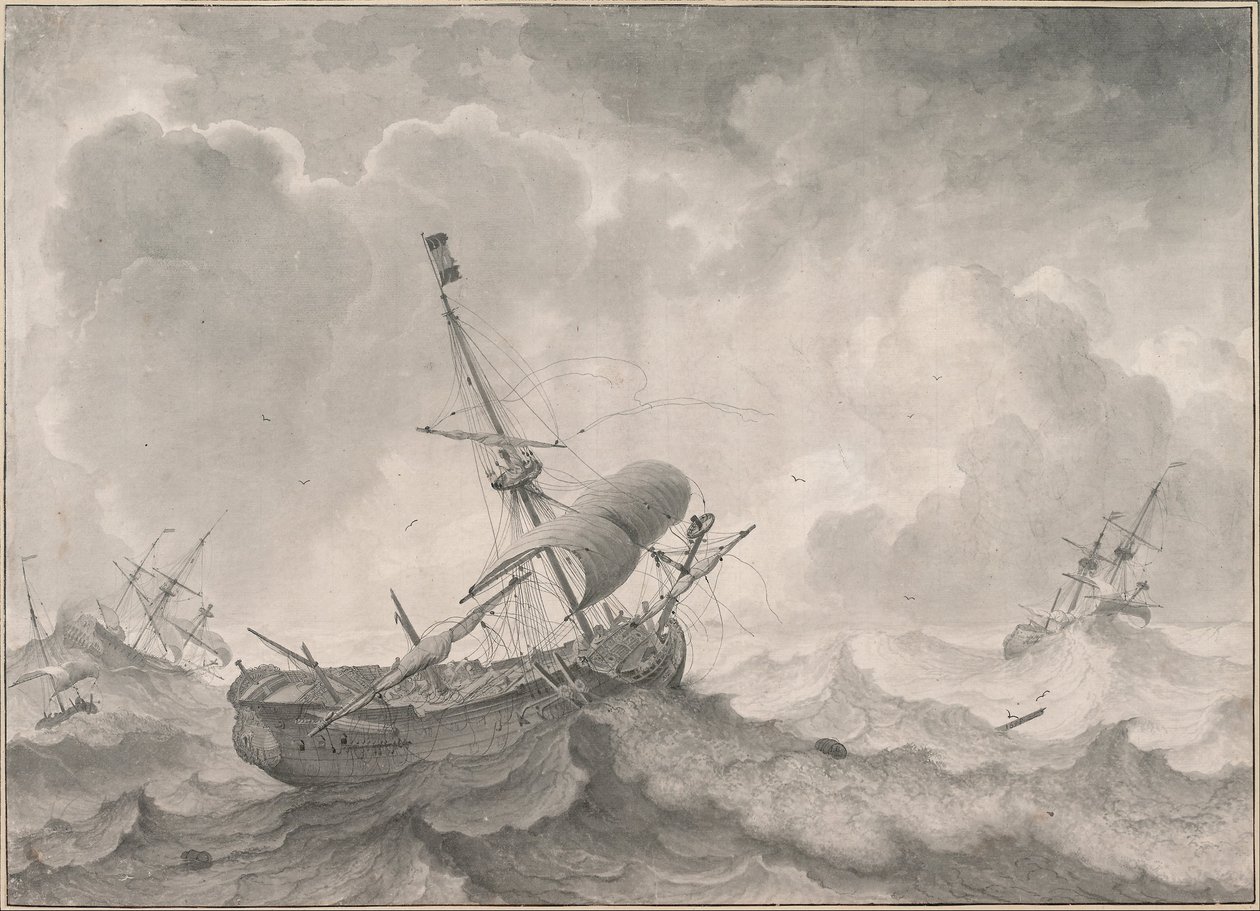 Navi in un mare in tempesta da Ludolf Bakhuizen